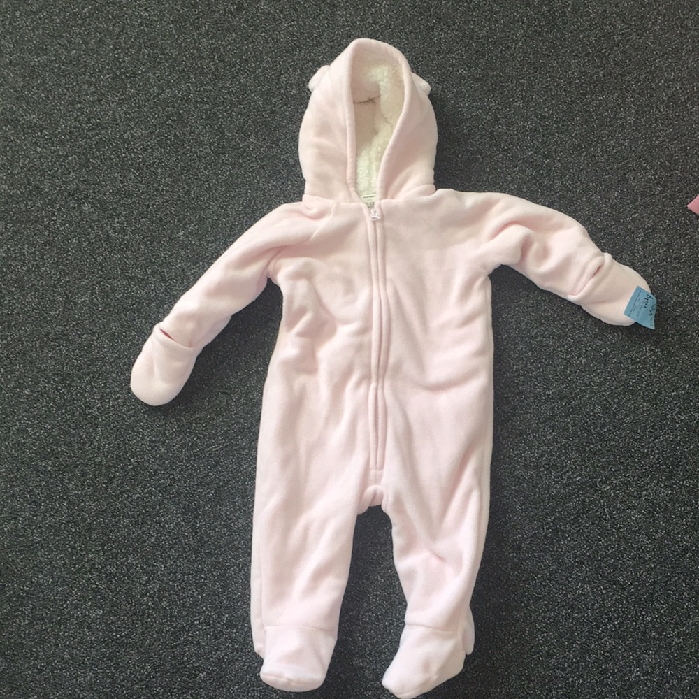 Pink fury snow suit